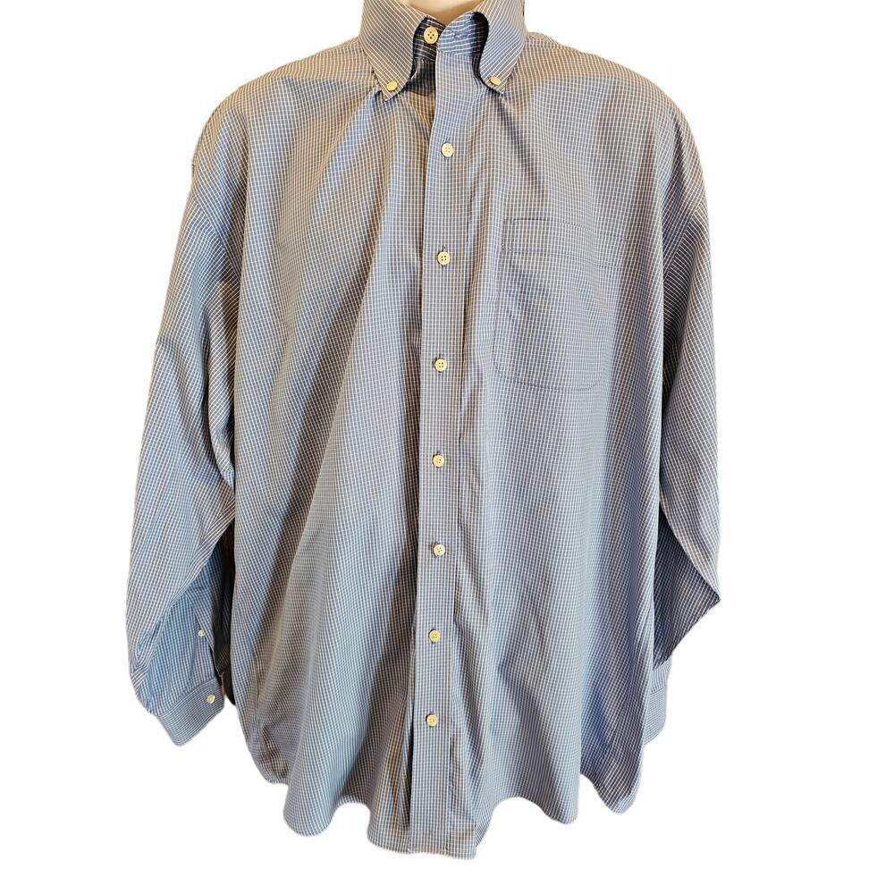 Jos A bank travelers 17 - 36 blue checks long sleeve dress shirt proffesional ^^
